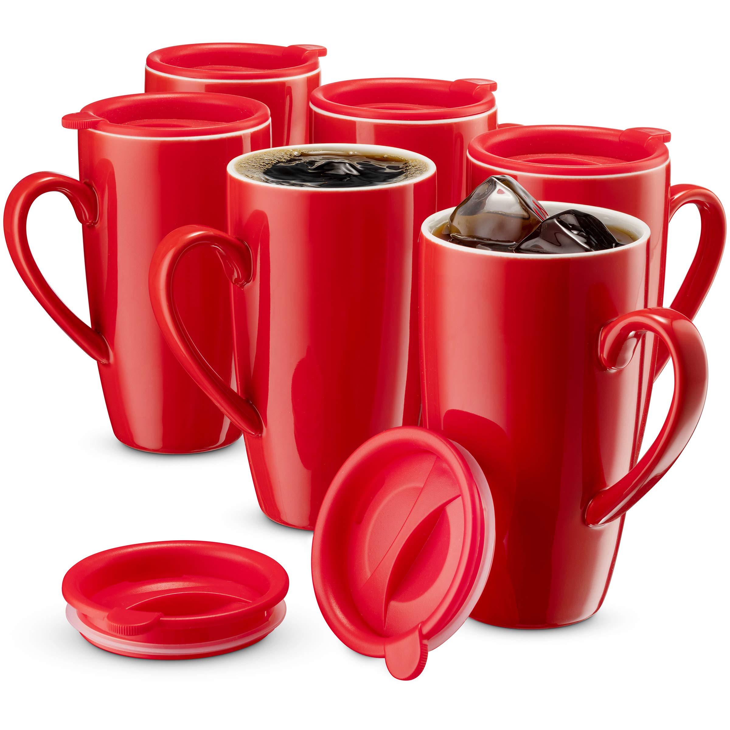 Amazon.com: MITBAK 6-Pack Ceramic Coffee Mug Set with Lids (16